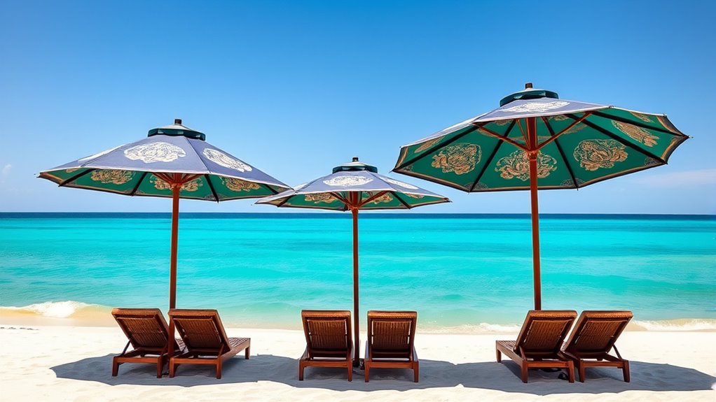 luxury beach umbrella selection