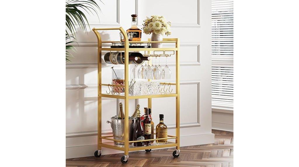 mirrored tiers bar cart