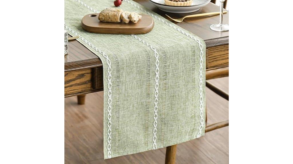 sage green linen runner
