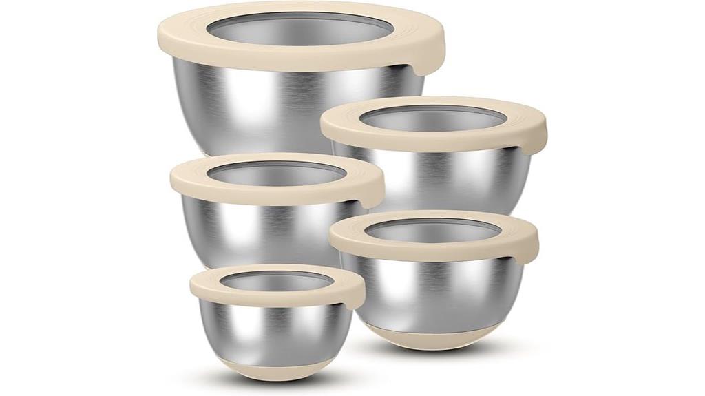 set of five stainless bowls