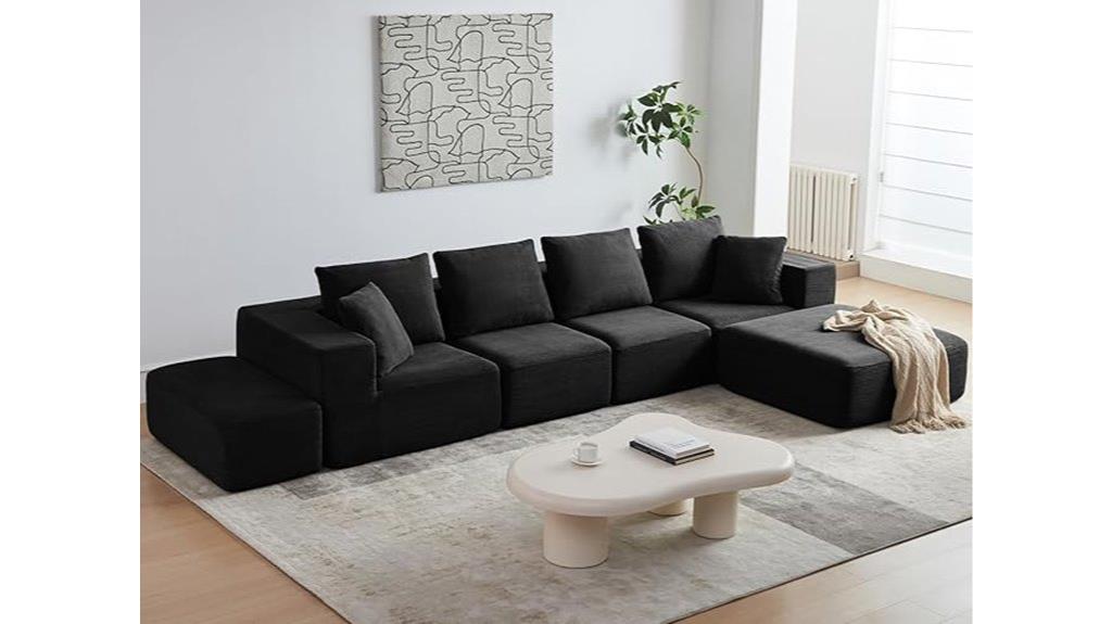 six pillow modular sofa