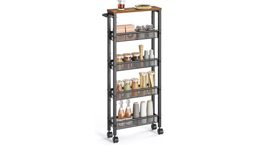 slim 5 tier storage cart