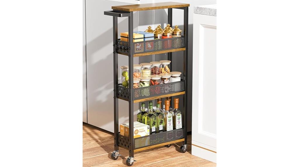 slim rolling storage cart