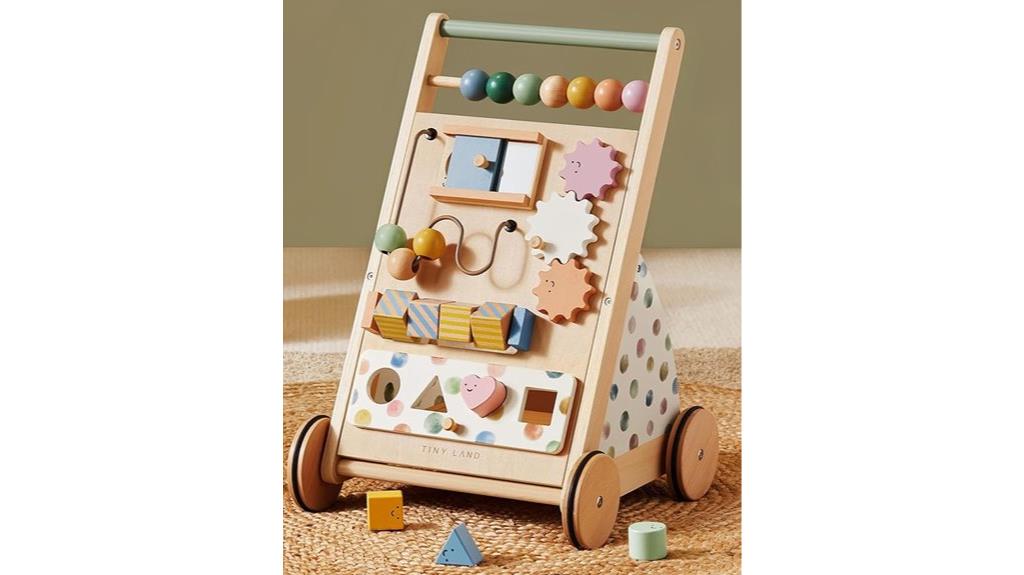 small wooden baby walker