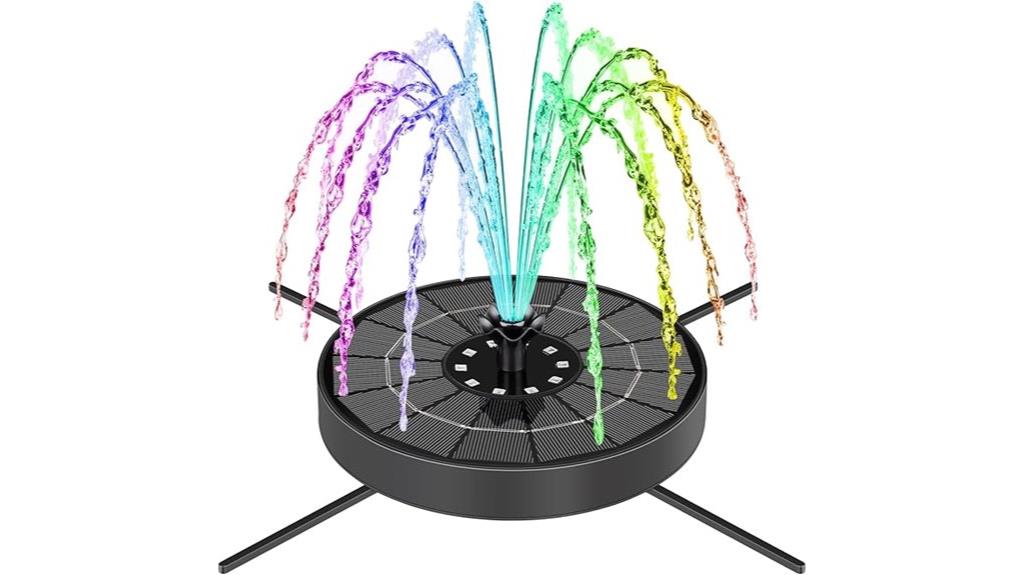 solar fountain with lights
