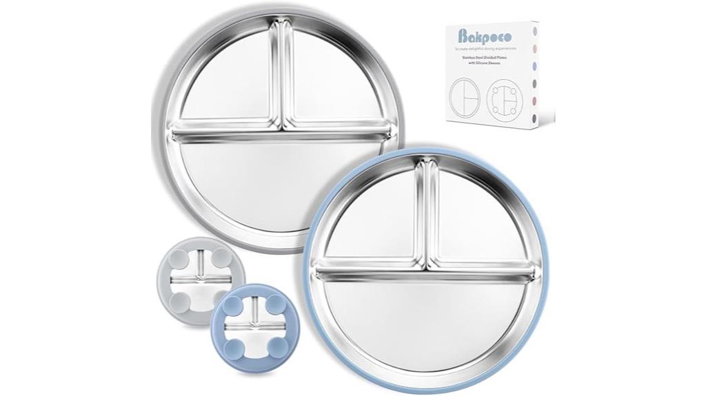 stainless toddler plate set