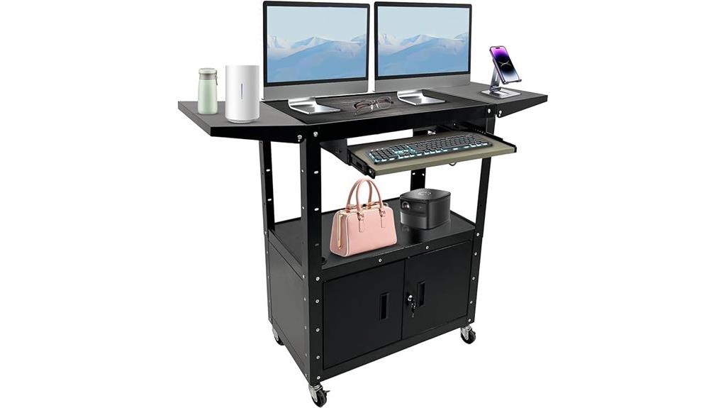 steel av cart with lock
