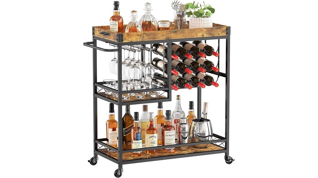 three tier bar cart