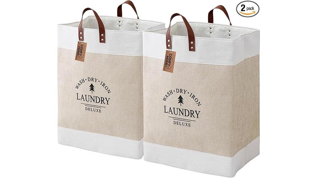 two collapsible laundry baskets