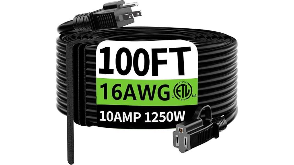 waterproof 100 ft extension cord