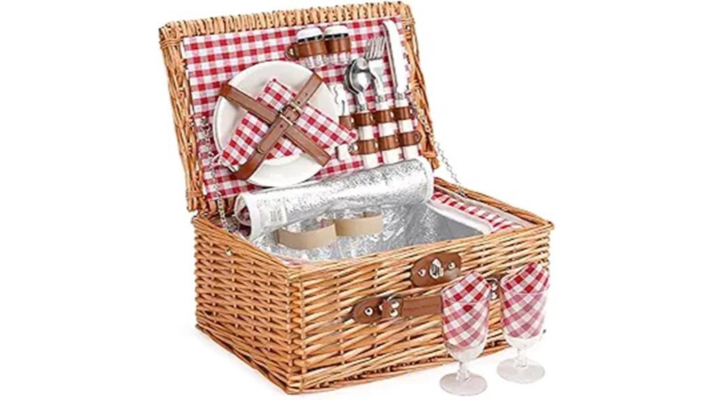 wicker picnic basket for two