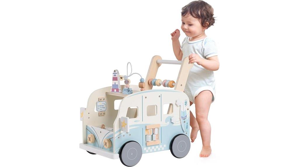 wooden baby walker with wheels