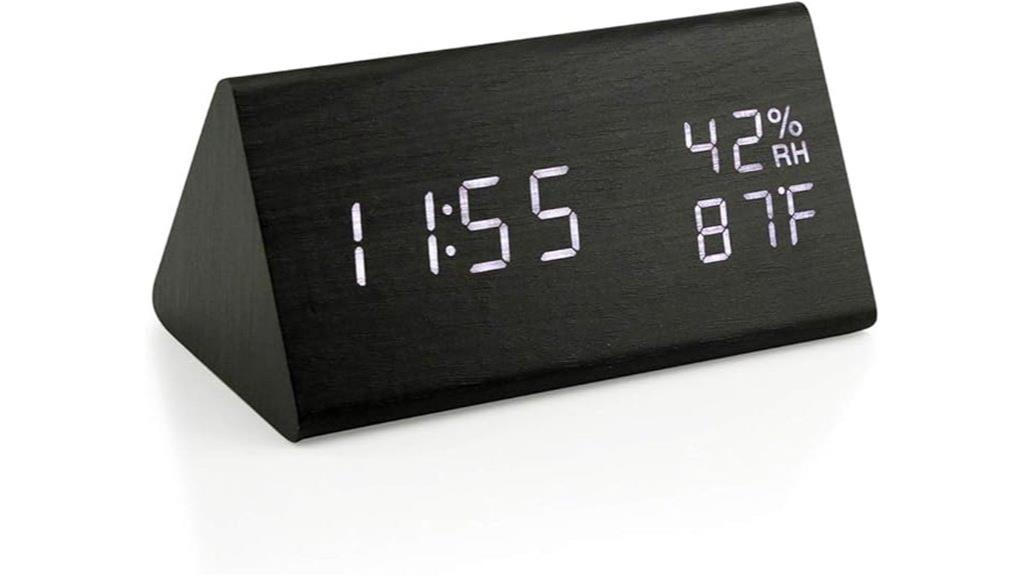 wooden led alarm clock
