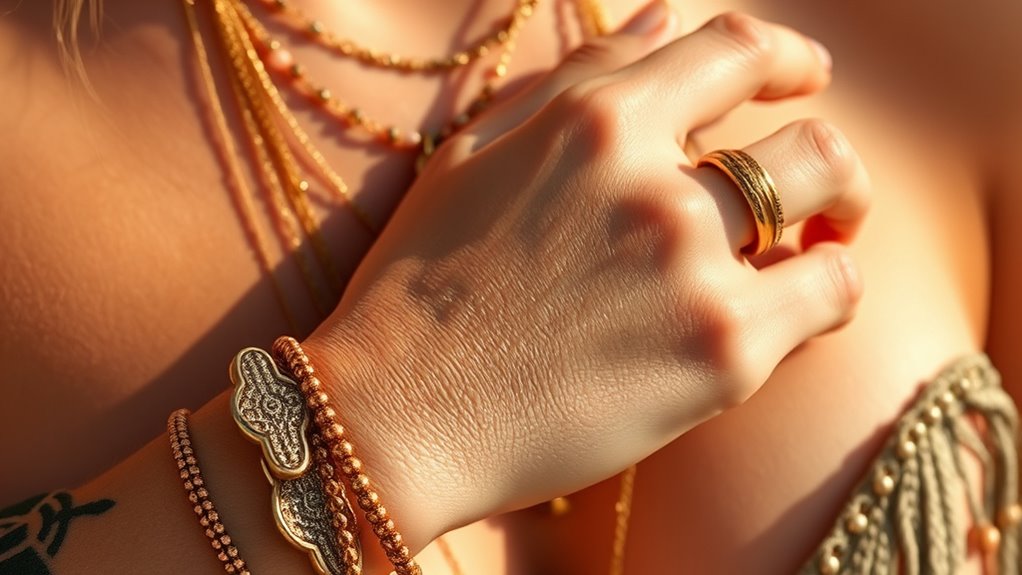 bohemian jewelry layering style