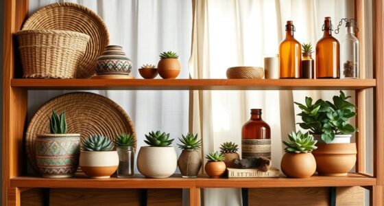 boho open shelving decor