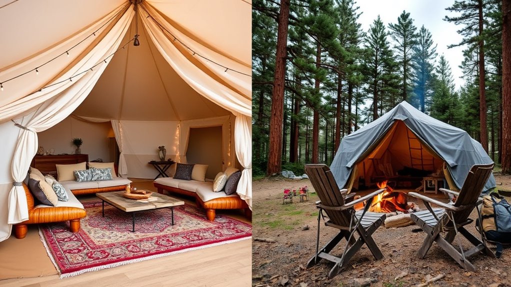 luxury vs rustic outdoor experience