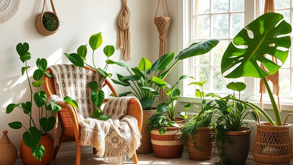 plants enhance boho interiors
