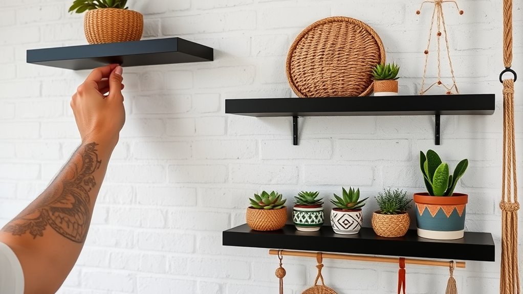 securely mount floating shelves