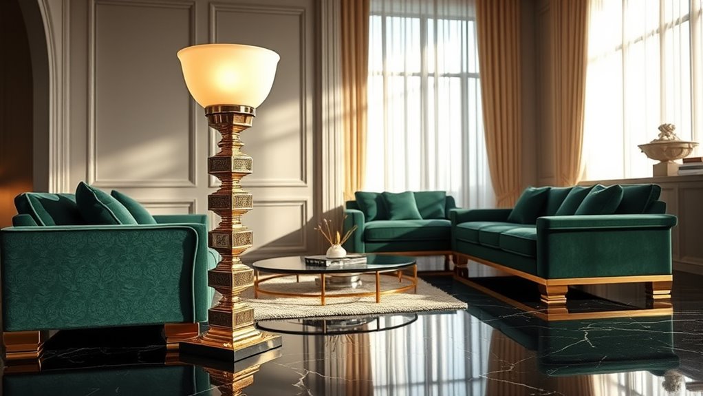 art deco living room lighting