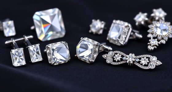 elegant crystal cufflink sets