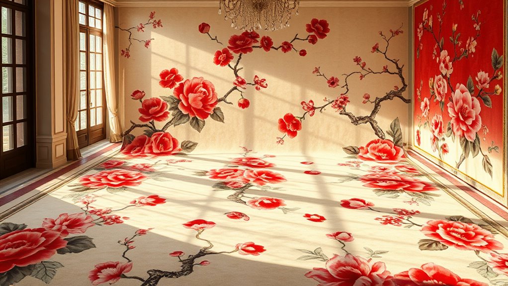 elegant floral silk carpets