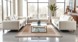 elegant white italian leather sofas