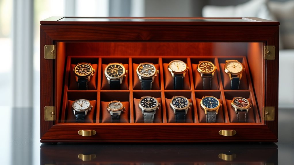 elegant wooden watch storage