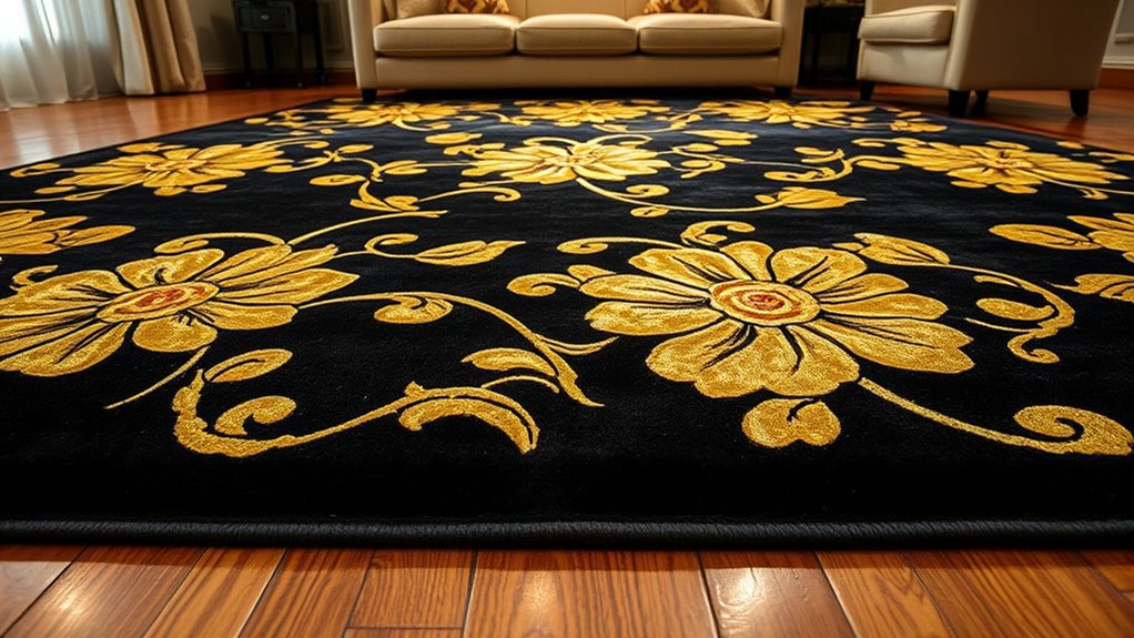 luxurious black gold silk rugs