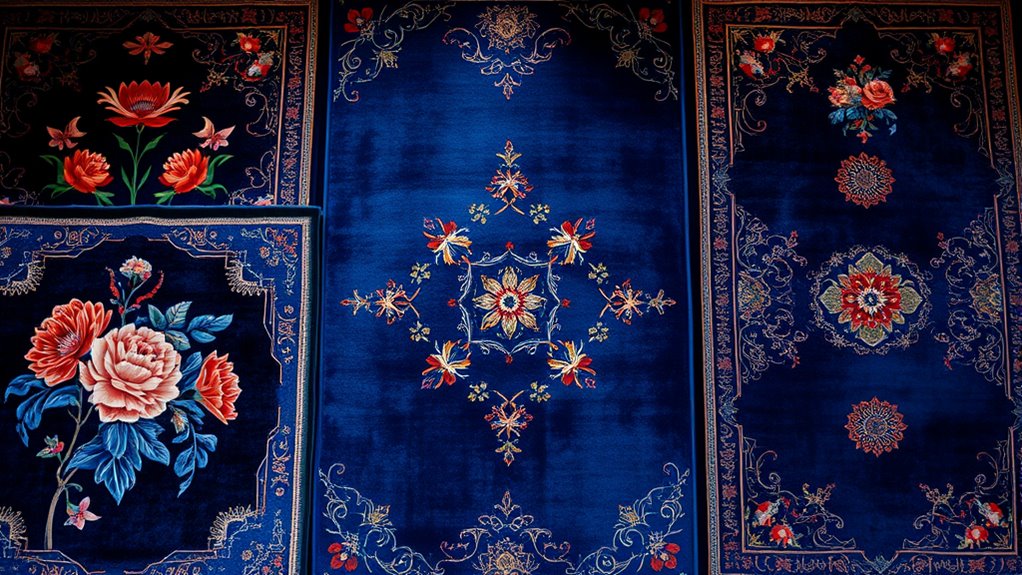 luxurious navy silk carpets