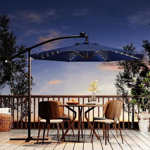 10 ft Solar Offset Patio Umbrella with UV Protection