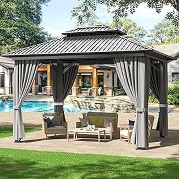WKM 10x12 FT Hardtop Gazebo with Curtains and Netting
