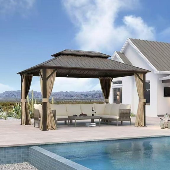 10x12 Hardtop Gazebo with Curtains and Netting