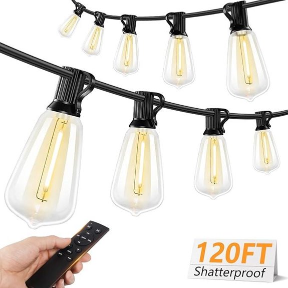 Brightever 120FT Waterproof Outdoor String Lights with Remote