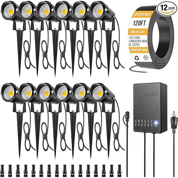 ZUCKEO 12-Pack Low Voltage Landscape Lighting Kit