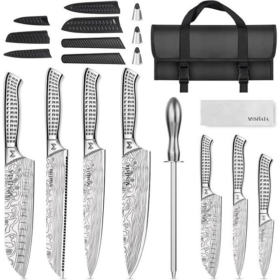 MOSFiATA 12-Piece Kitchen Knife Set with Sharpening Rod