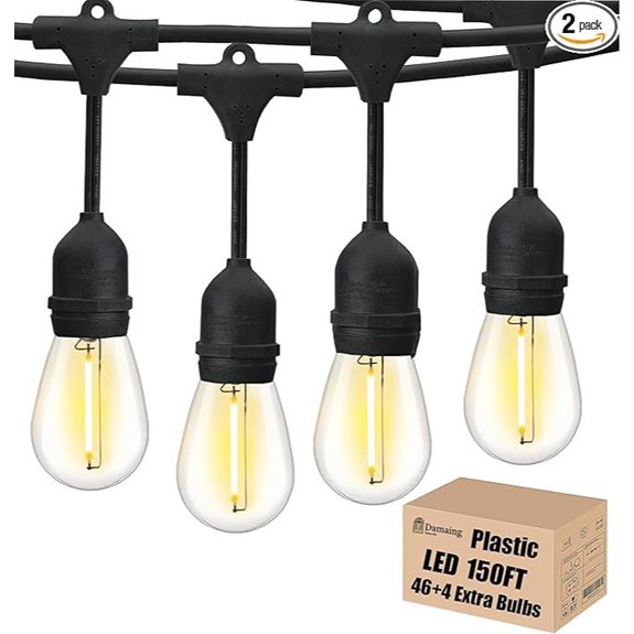 DAMAING 150FT LED Outdoor String Lights (2 Pack)