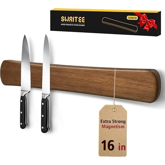 Magnetic Wall Knife Holder 16-Inch Wooden Strip