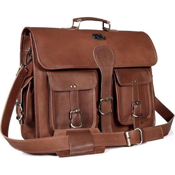 18-Inch Buffalo Leather Laptop Briefcase for Men