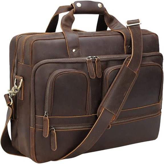 TIDING 18-Inch Leather Briefcase for Men