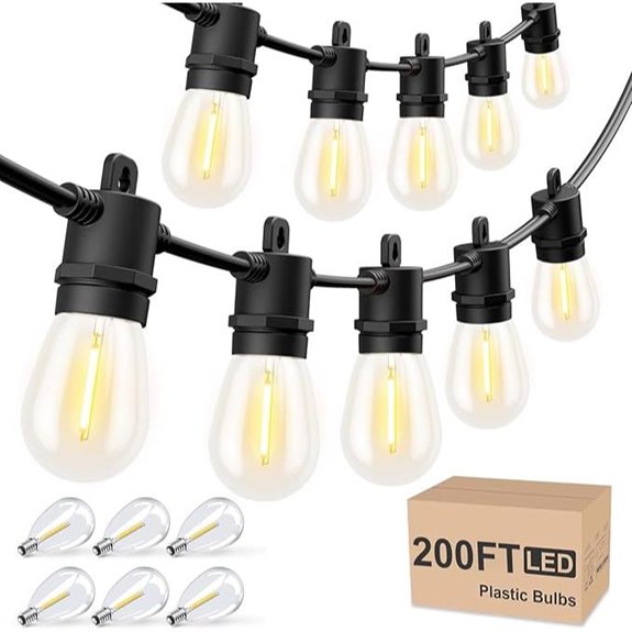 Svater Outdoor String Lights 200 FT with LED Bulbs
