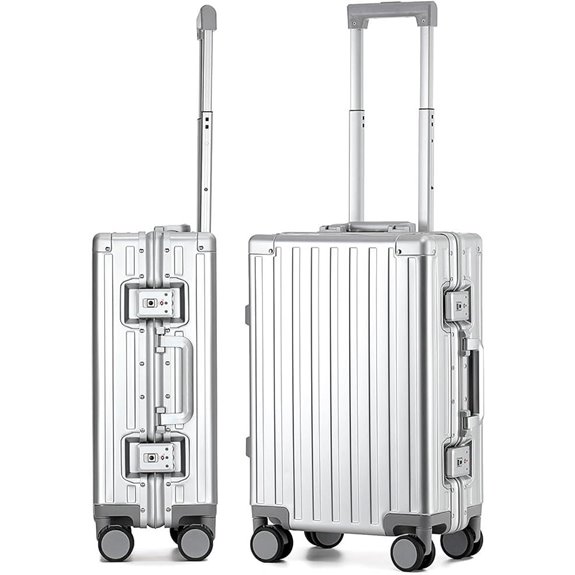 20-Inch Aluminum Carry-On Luggage with Spinner Wheels
