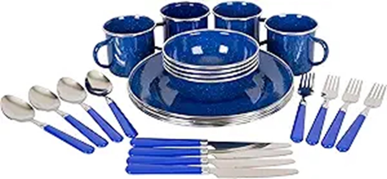 Stansport 24-Piece Enamel Camp Tableware Set