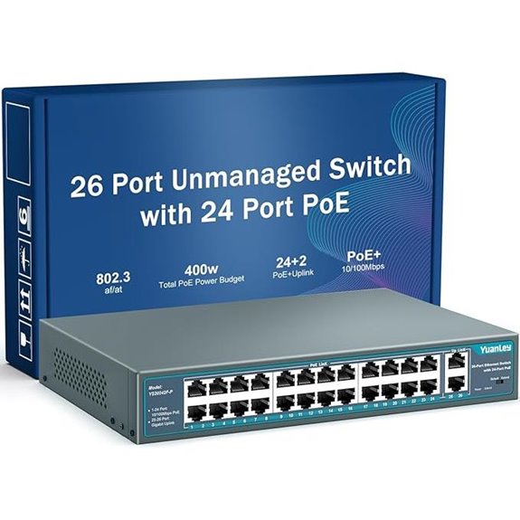 Yuanley 24-Port PoE Switch with Uplink