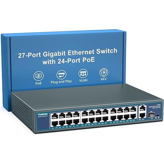 YuanLey 24-Port Gigabit PoE Switch with VLAN