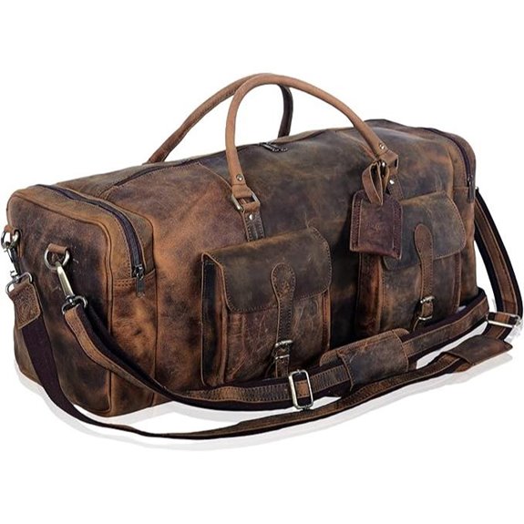 KomalC 28-inch Leather Duffel Bag for Travel