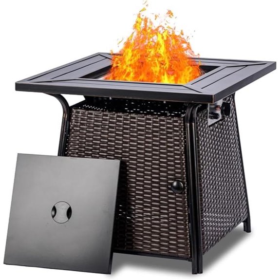 28 Inch Wicker Propane Fire Pit Table