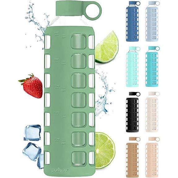 Purifyou 32oz Borosilicate Glass Water Bottle with Sleeve
