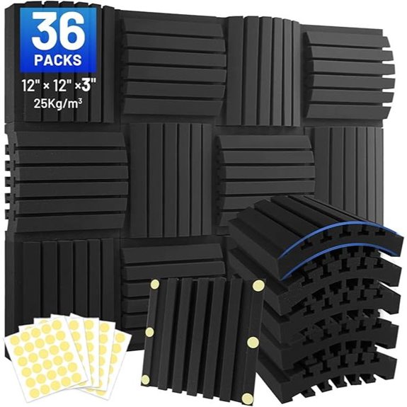Focusound 36 Pack Acoustic Foam Panels with Adhesive