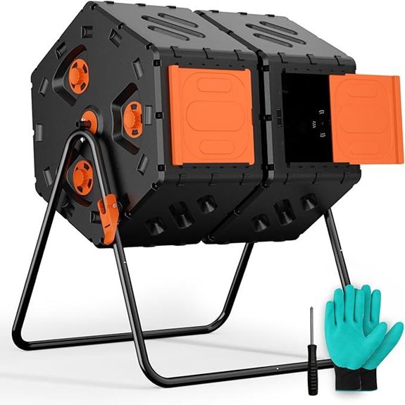 Compost Tumbler 45 Gallon Dual Chamber Bin