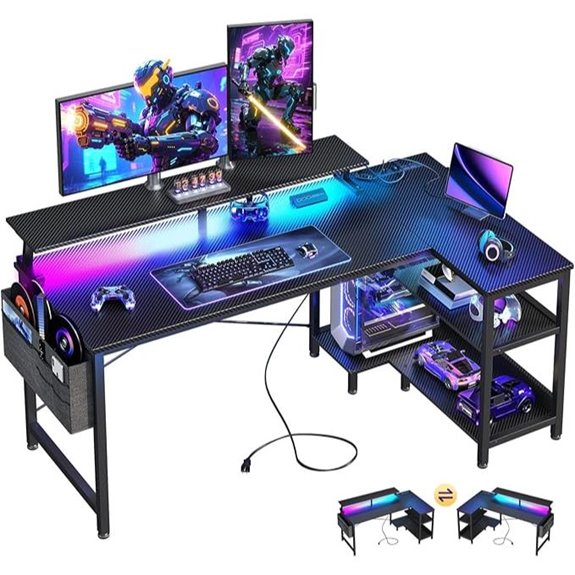 ODK 48-Inch Gaming Desk with USB LED Lights